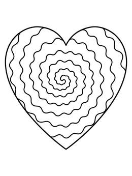 Free printable Wavy Spiral Tie Dye Heart coloring page