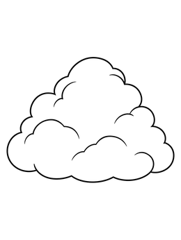 A fluffy cumulus cloud featured in this simple weather coloring page.