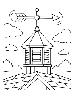 Free printable Weather Vane Arrow On Rooftop Cupola coloring page