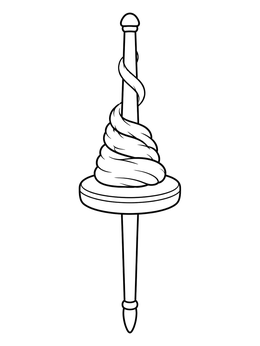 Free printable Wooden Drop Spindle With Wool coloring page
