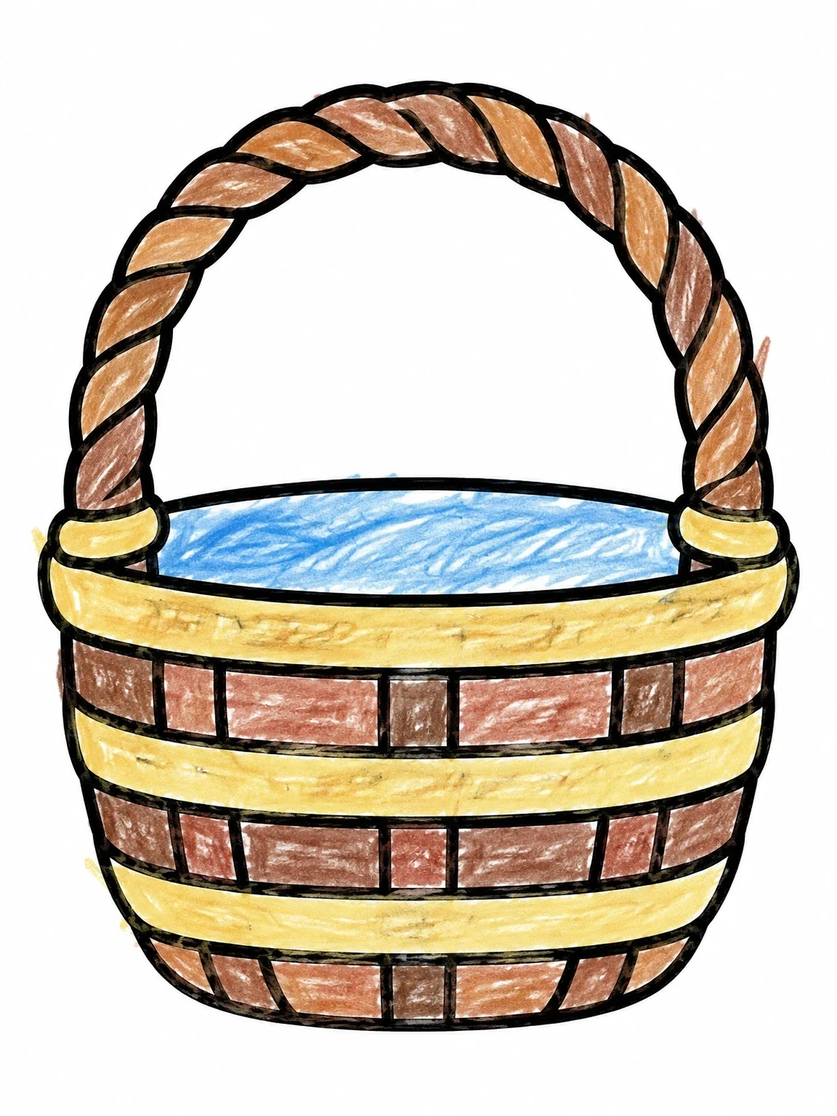 Colored example of the Woven Picnic Basket With Handle coloring page