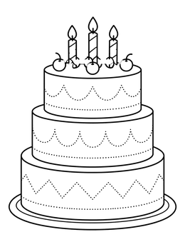 Free printable Three Tier Cake With Dotted Patterns coloring page
