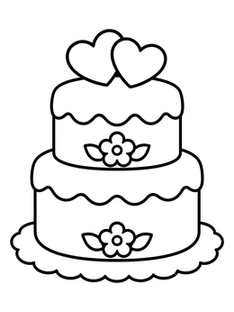 Free printable Two Tier Cake With Hearts coloring page