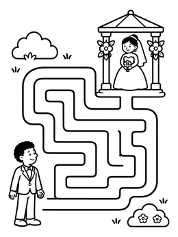Free printable Groom Maze To The Gazebo Bride coloring page