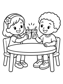 Free printable Children Toasting At The Reception Table coloring page