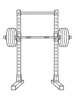 Free printable Loaded Barbell On Squat Rack coloring page