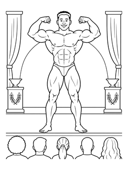 Free printable Muscular Athlete Posing On Stage coloring page