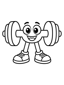 Free printable Cute Dumbbell Character With Shoes coloring page