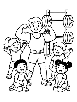 Free printable Strong Lifter Flexing For Kids coloring page