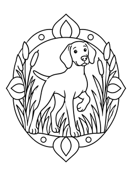 Free printable Weimaraner Standing In The Reeds coloring page