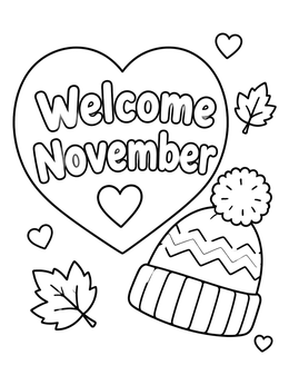 Free printable Welcome November Knit Beanie coloring page