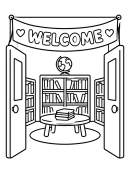 Free printable Welcome To The School Library coloring page