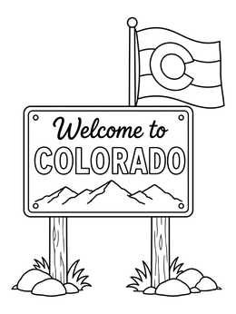 Free printable Welcome To Colorado Highway Sign And Flag coloring page