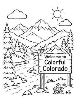 Free printable Welcome To Colorful Colorado Landscape coloring page