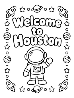 Free printable Welcome To Houston Space Astronaut coloring page