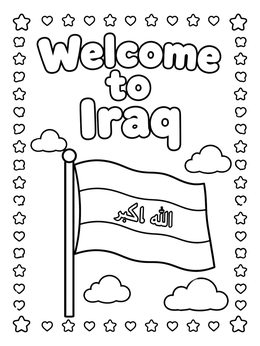 Free printable Welcome To Iraq Flag Illustration coloring page