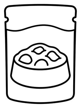 Free printable Wet Food Pouch With Bowl coloring page