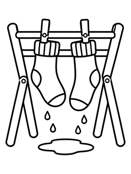 Free printable Wet Socks On Drying Rack coloring page