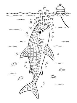 Free printable Whale Shark Feeding Near Buoy coloring page