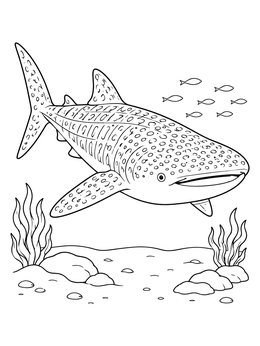 Free printable Whale Shark Gliding Over The Seabed coloring page