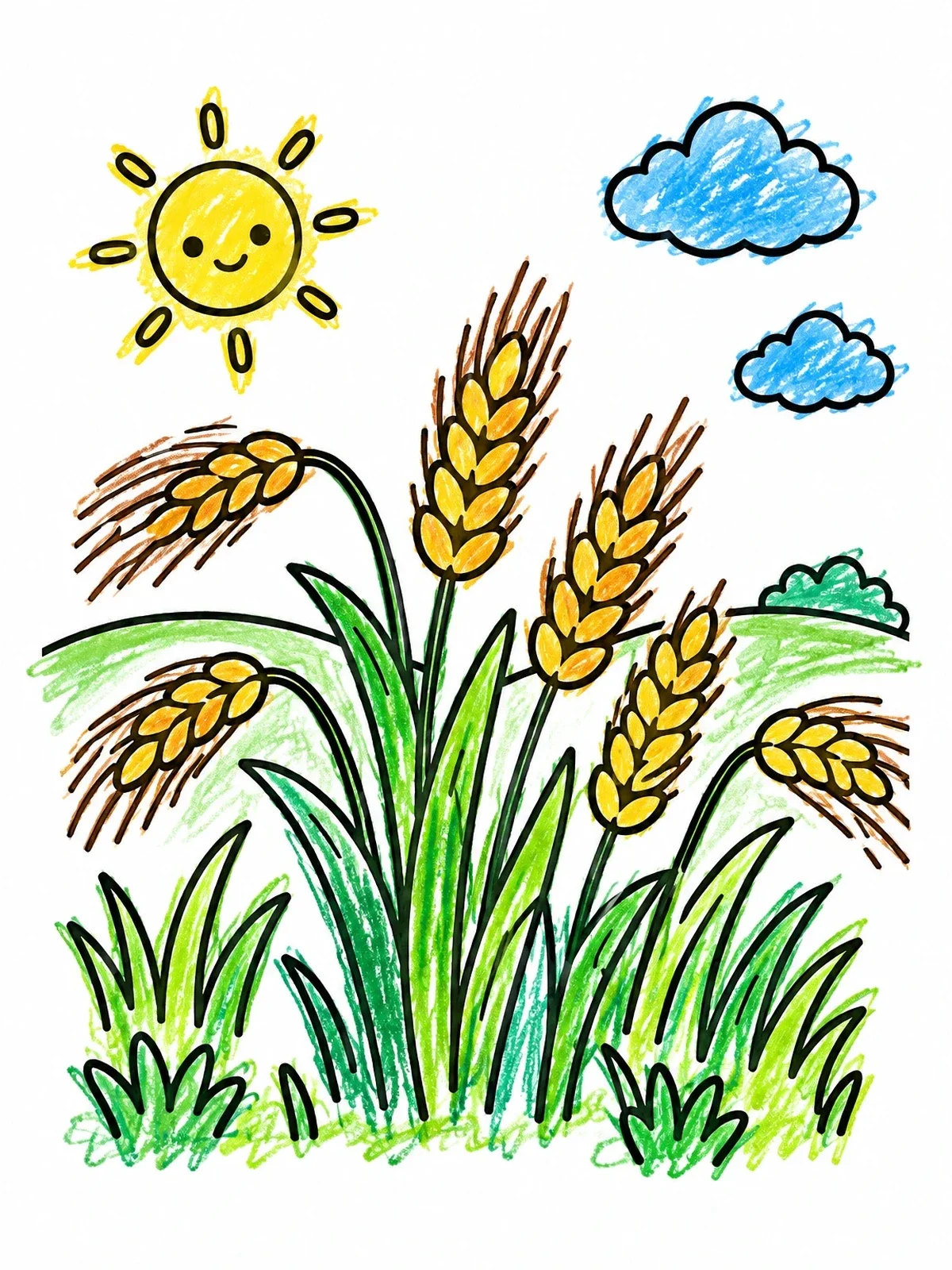 Colored example of the Wheat And Grass Stalks In The Sun coloring page