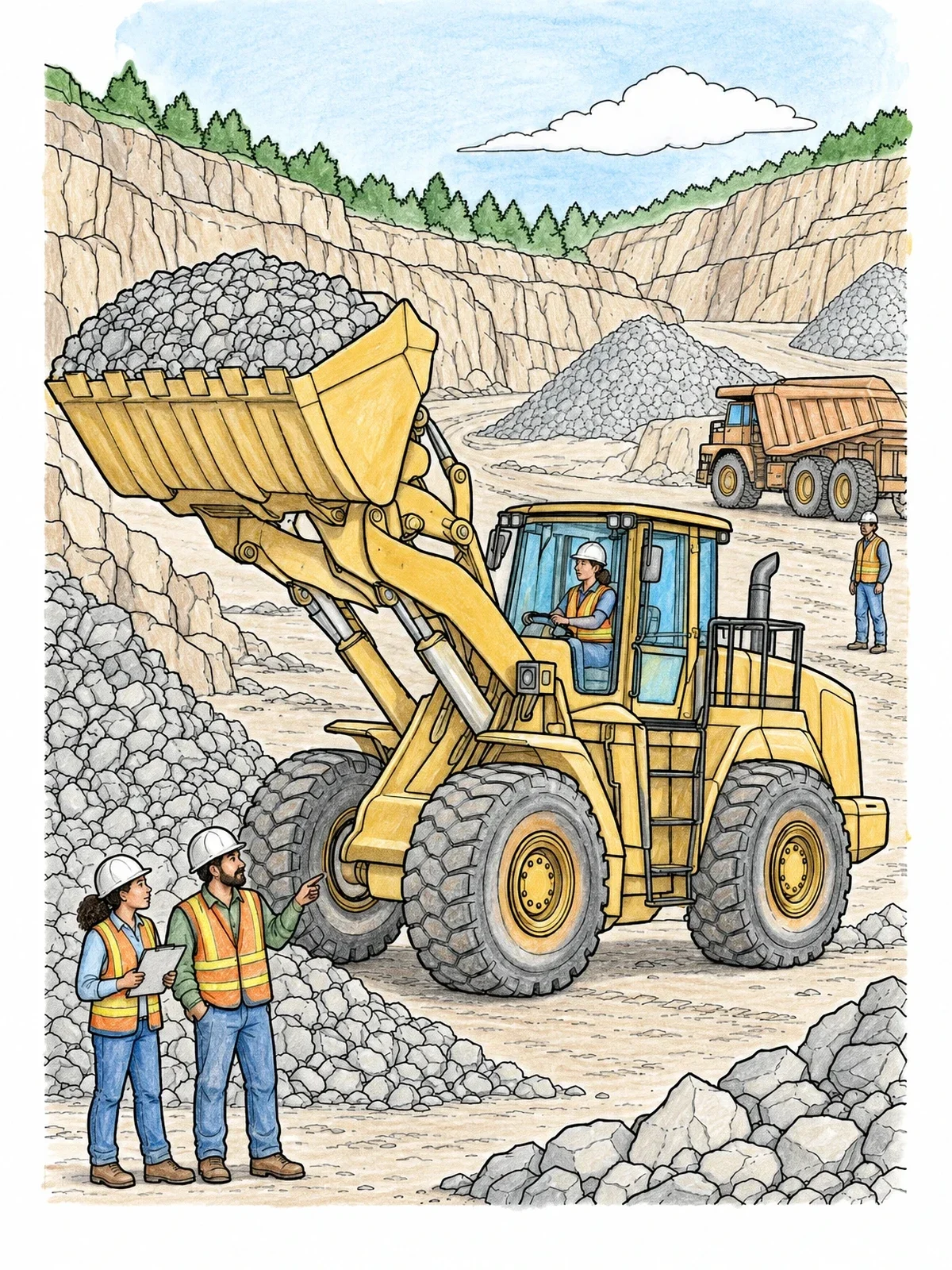 Colored example of the Wheel Loader In A Quarry coloring page