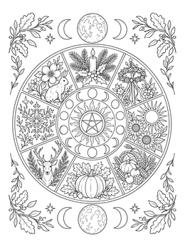 Free printable Wheel Of The Year Sabbat Mandala coloring page