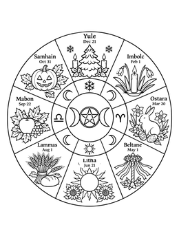Free printable Pagan Wheel Of The Year coloring page