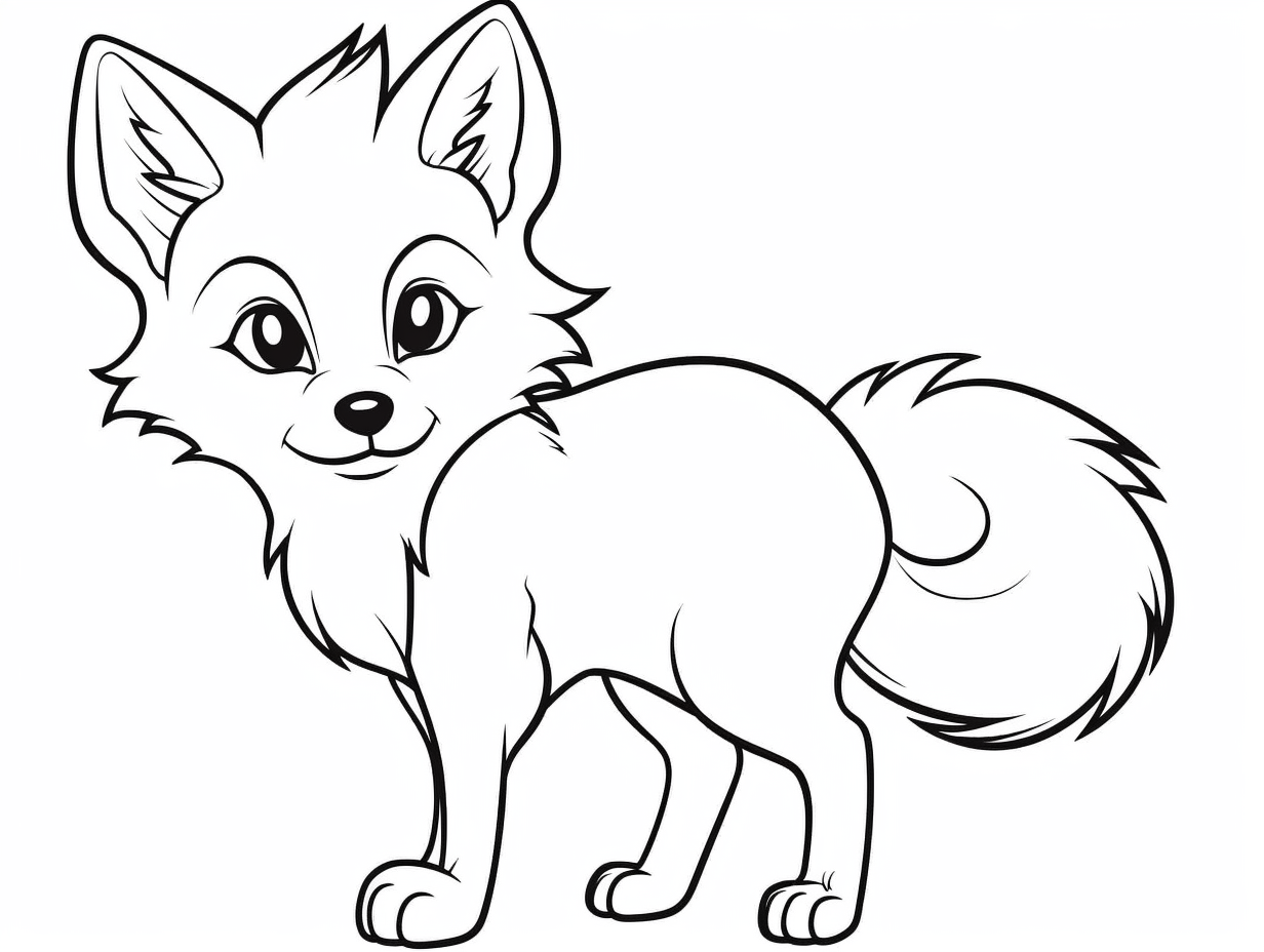 Whimsical Arctic Fox Coloring - Coloring Page