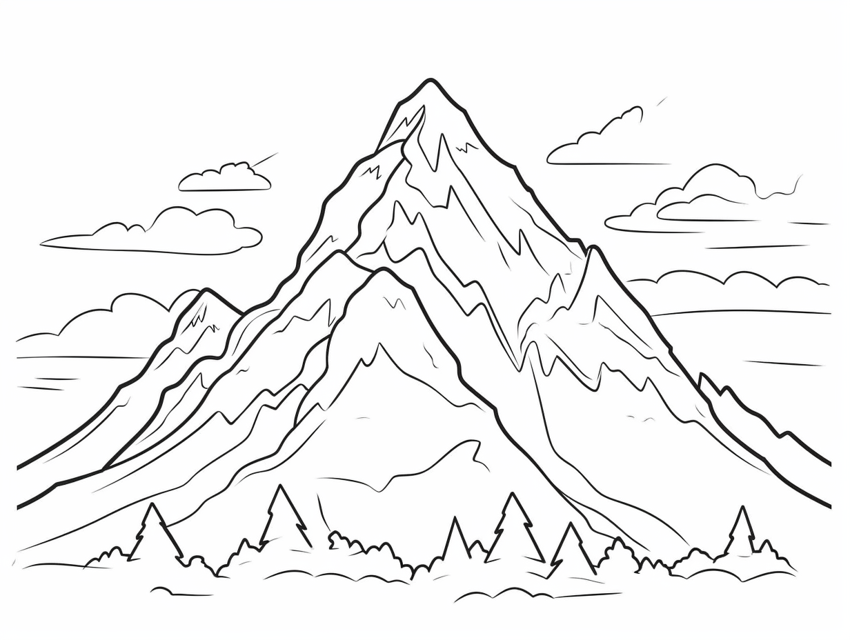Whimsical Mountain Coloring Sheet - Coloring Page