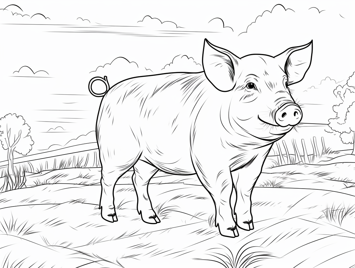 Whimsical Pig Coloring Pages - Coloring Page