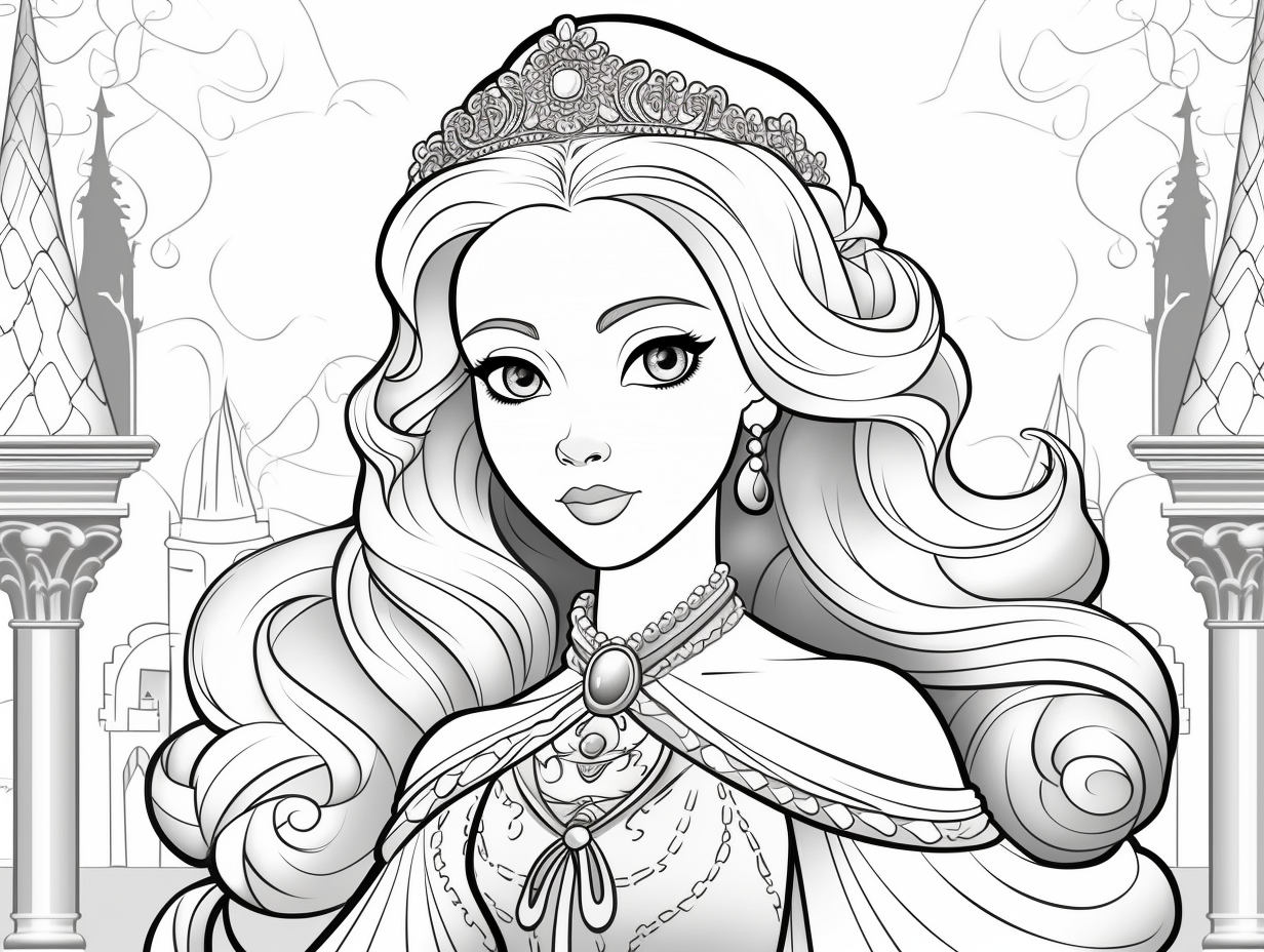 Whimsical Princess To Color - Coloring Page