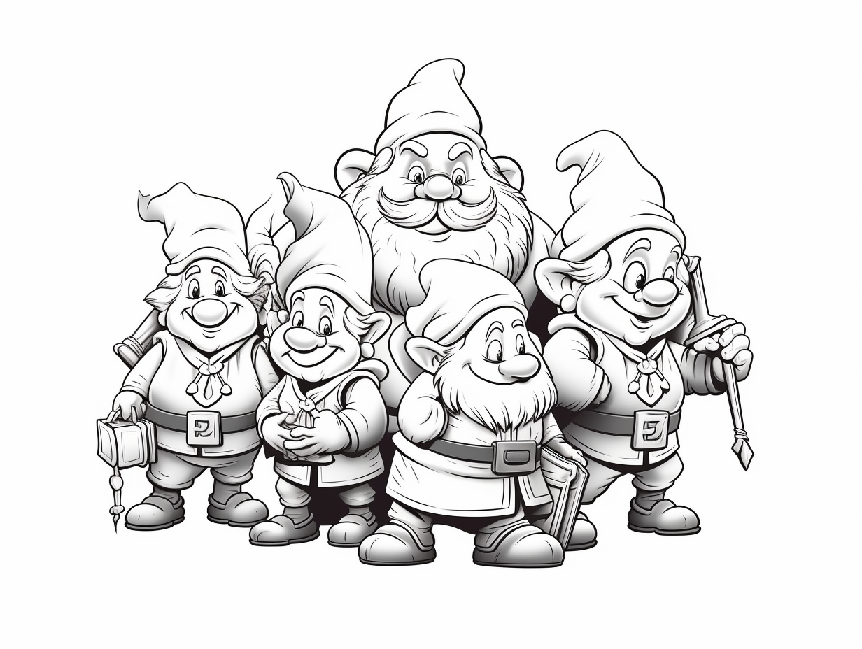 Whimsical Seven Dwarfs Coloring Coloring Page 