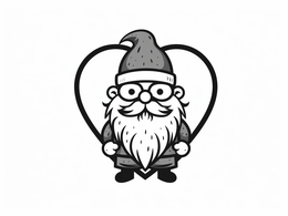 Free printable Whimsical Valentine Gnome To Color coloring page