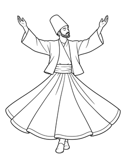 Free printable Whirling Dervish In Traditional Robes coloring page