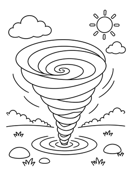 Free printable Whirling Tornado Swirl In The Meadow coloring page