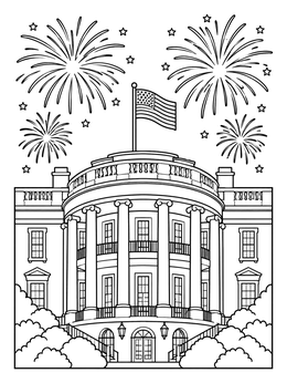 Free printable White House Fireworks Celebration coloring page