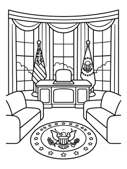 Free printable The Oval Office Interior coloring page