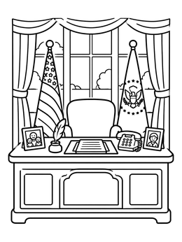 Free printable Presidential Desk In Oval Office coloring page