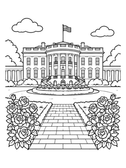Free printable White House Rose Garden Pathway coloring page