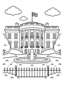 Free printable The White House South Portico coloring page