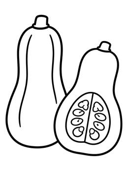 Free printable Whole And Halved Butternut Squash coloring page
