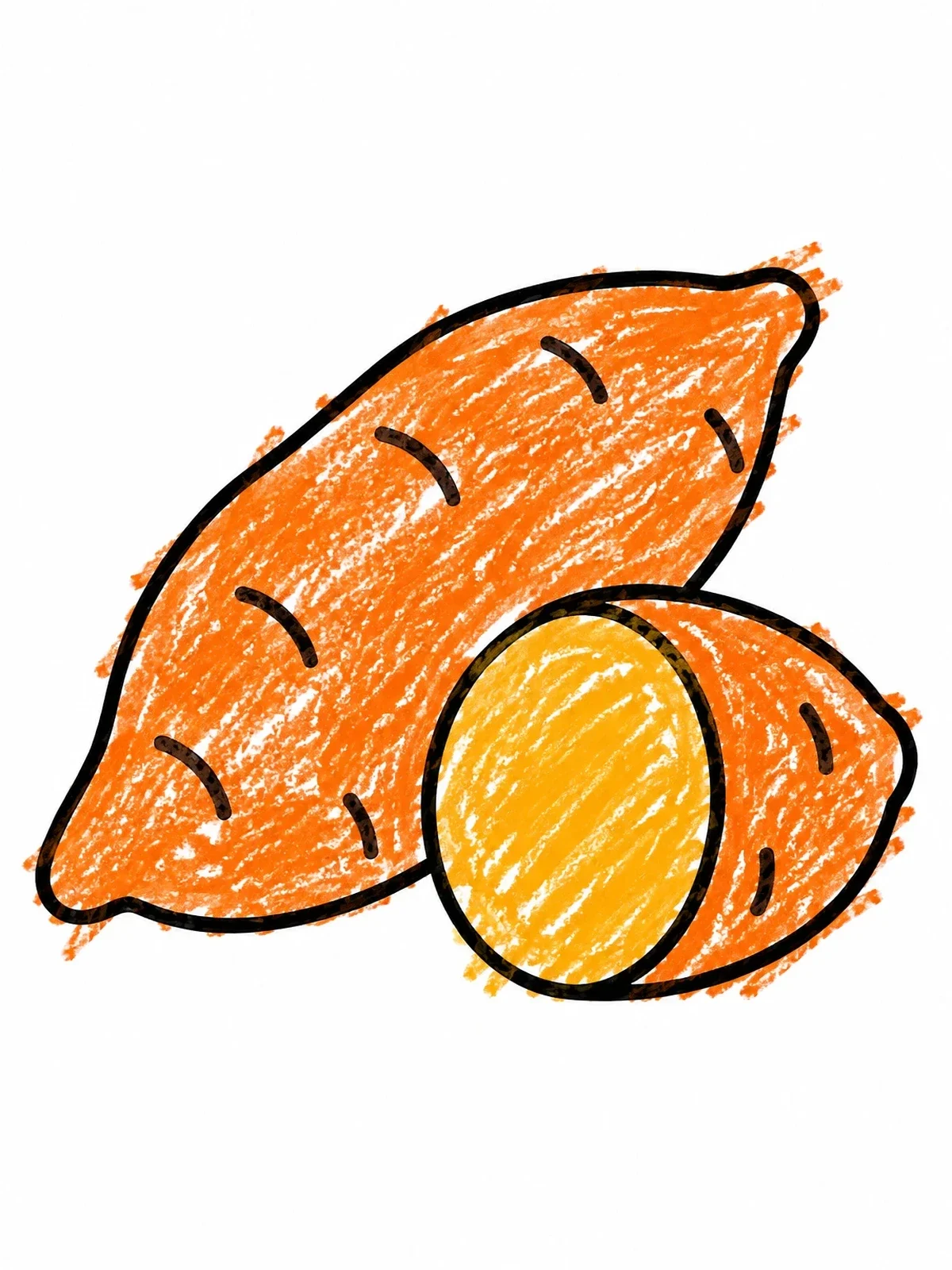Colored example of the Whole And Sliced Sweet Potato coloring page