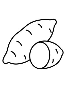 Free printable Whole And Sliced Sweet Potato coloring page