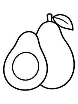 Free printable Whole Avocado And Cut Half coloring page