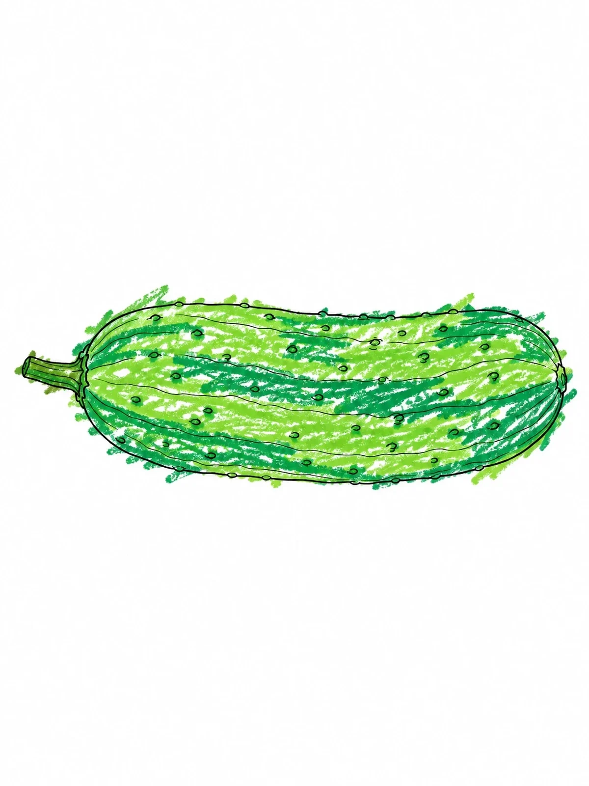 Colored example of the Whole Fresh Cucumber With Stem coloring page