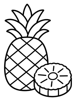 Free printable Whole Pineapple And Fresh Slice coloring page