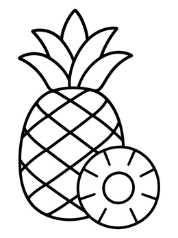 Free printable Whole Pineapple And Round Slice coloring page
