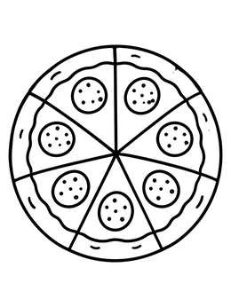 Free printable Whole Sliced Pepperoni Pizza coloring page