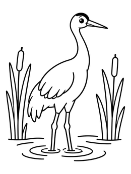 Free printable Whooping Crane In The Marsh coloring page
